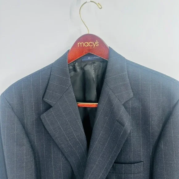 Vintage Chaps Ralph Lauren Long Sleeve Pinstripe Single Vent Blazer Blue Size 41